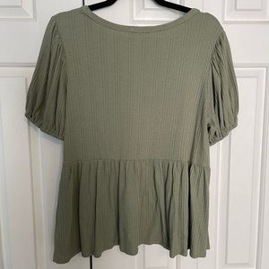 Pink Lily Green Babydoll Top Size L